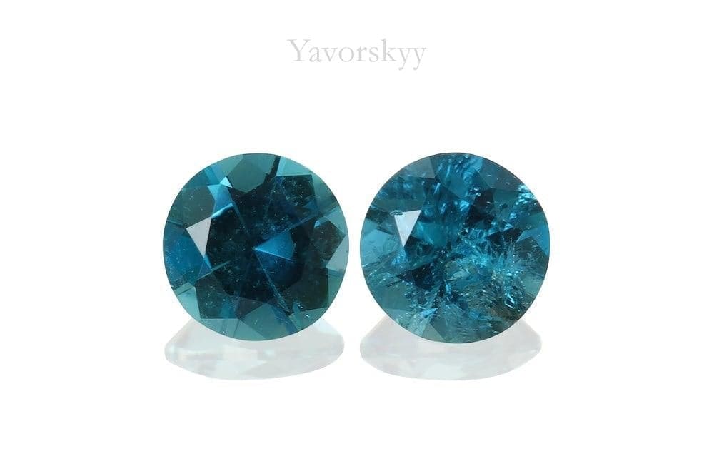Front view image of indigo tourmaline 0.27 carat pair