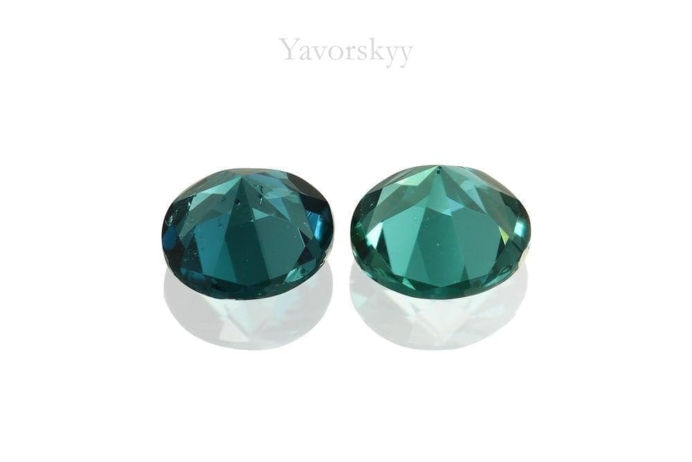 Photo of bottom view of  indigo tourmaline 0.35 carat pair