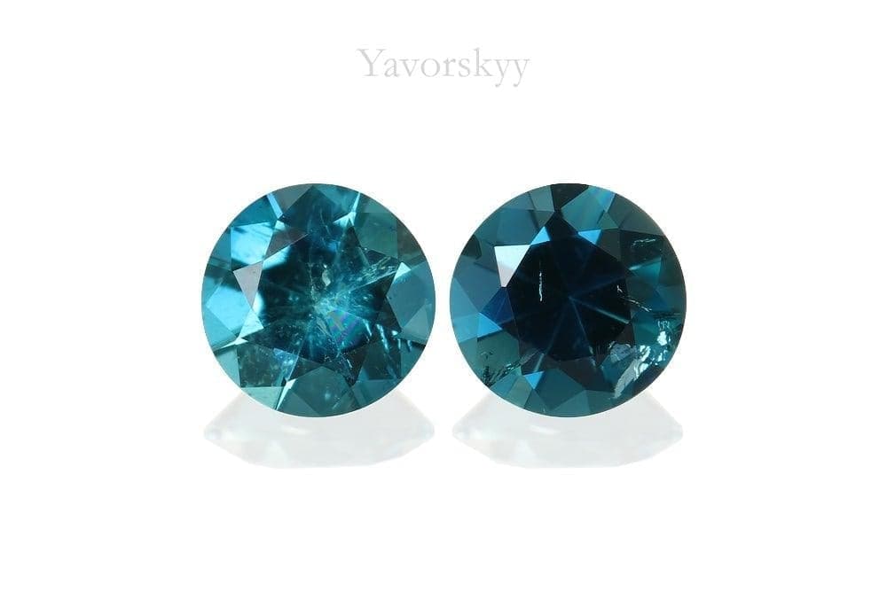 A matched pair of indigo tourmaline 0.40 carat front view picture