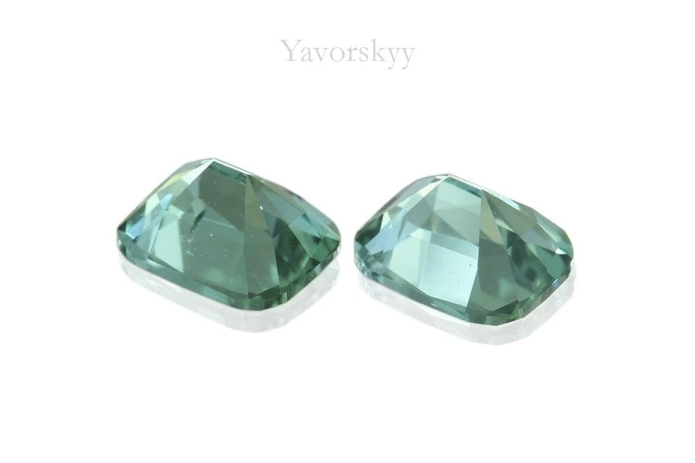 Bottom view photo of cushion blue tourmaline 0.46 cts matched pair