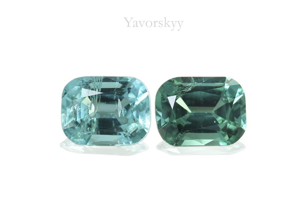 A matched pair of indigo tourmaline 0.61 carat front view picture