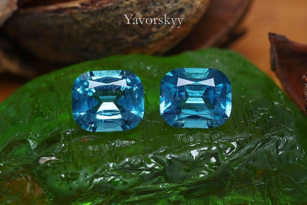 Photo of cushion blue tourmaline 0.63 cts match pair
