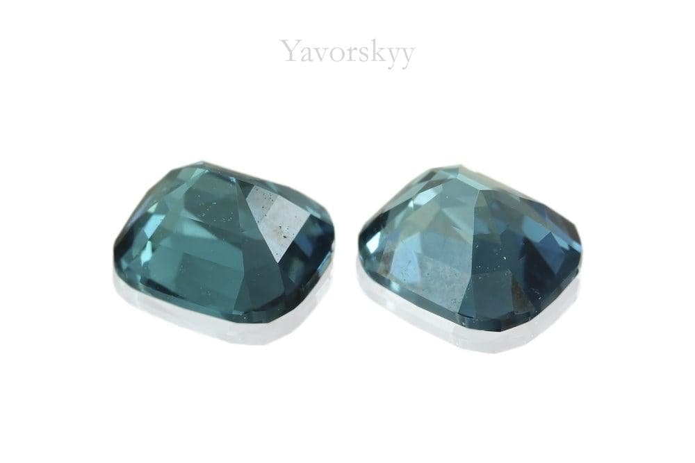 Image of back view of blue tourmaline 0.75 cts matched pair