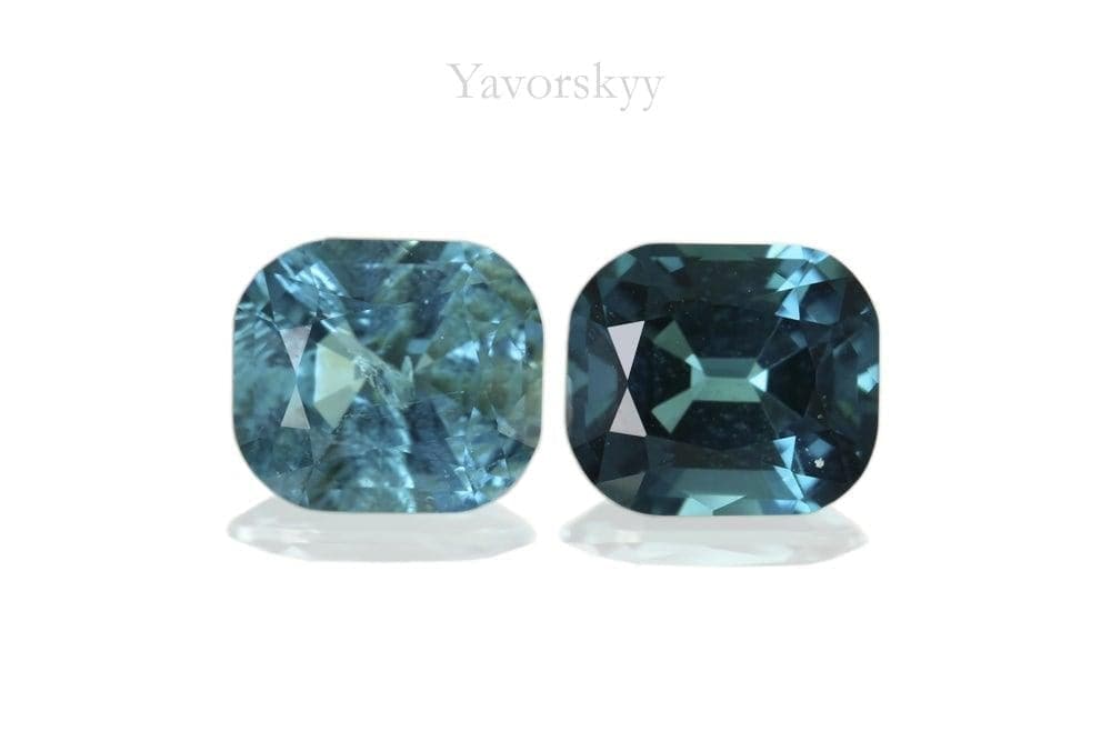 Photo of match pair blue tourmaline 1.09 carats cushion shape