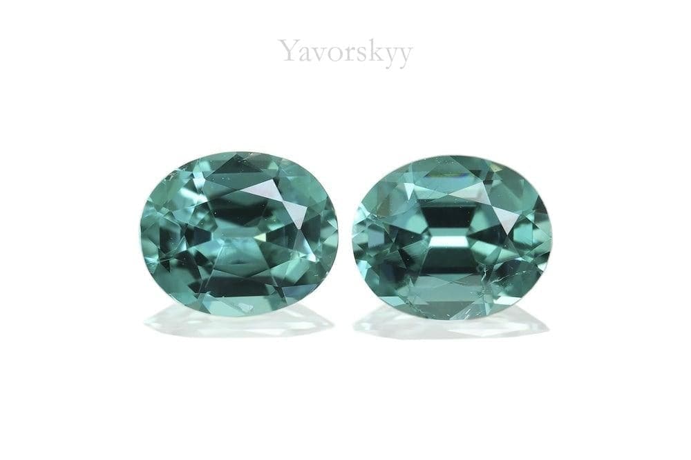 Top view picture of cushion blue tourmaline 1.11 cts pair