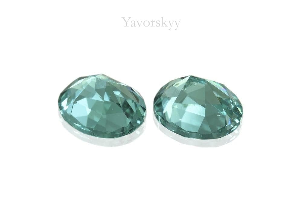 Photo of bottom view of blue tourmaline 1.11 cts pair