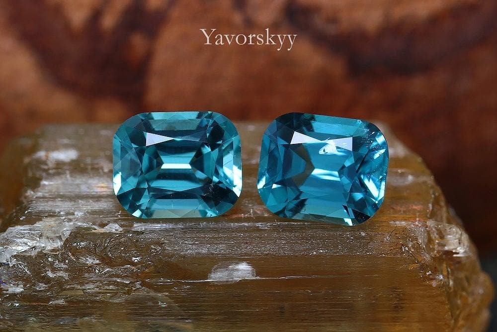 Top view photo of cushion tourmaline 2.11 cts matched pair