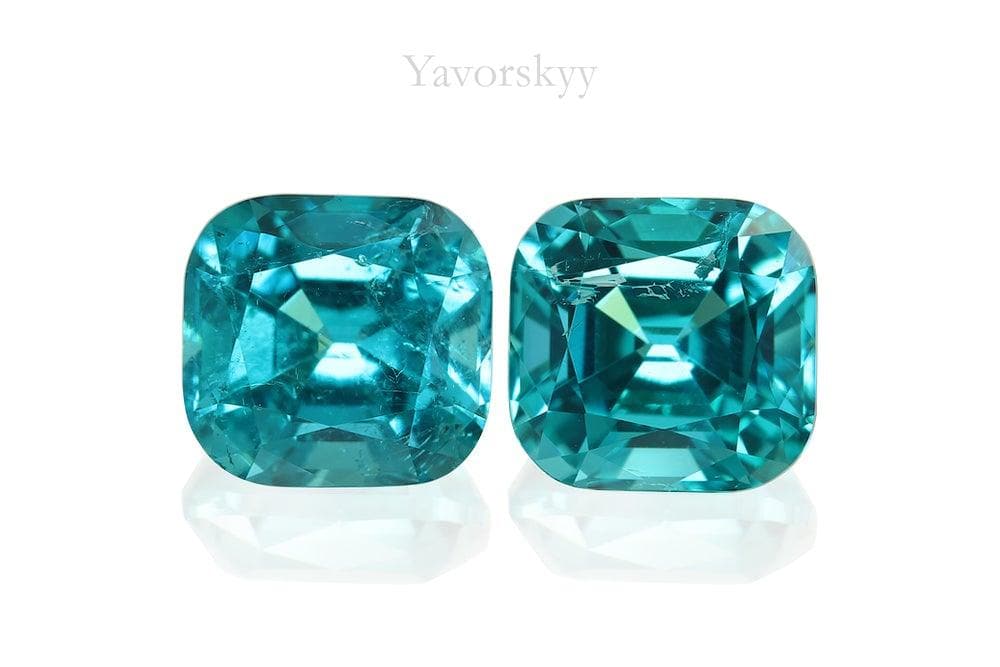 Match pair of tourmaline cushion 2.79 carats front view photo