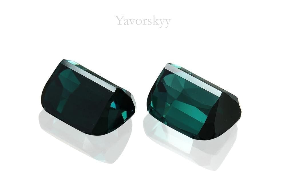 Photo of bottom view of green tourmaline 3.46 carats  matched pair
