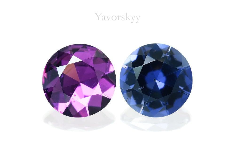 Top view photo of round iolite 1.82 cts pair
