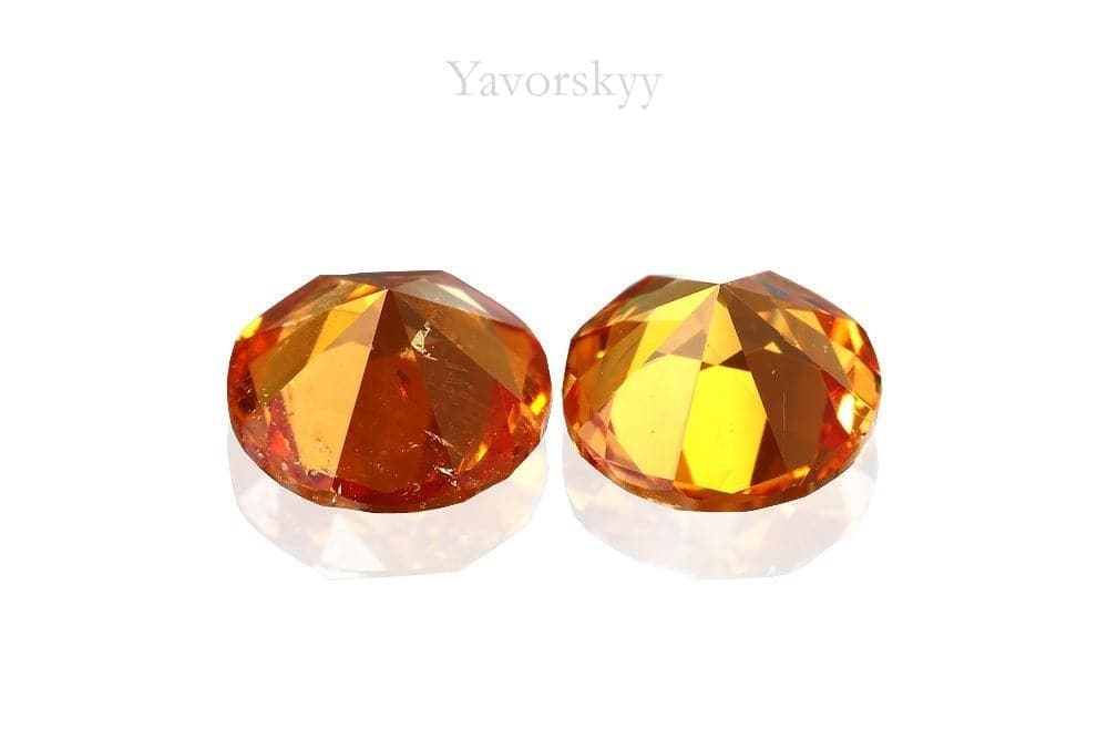 Back side photo of matched pair mandarin garnet 1.22 cts