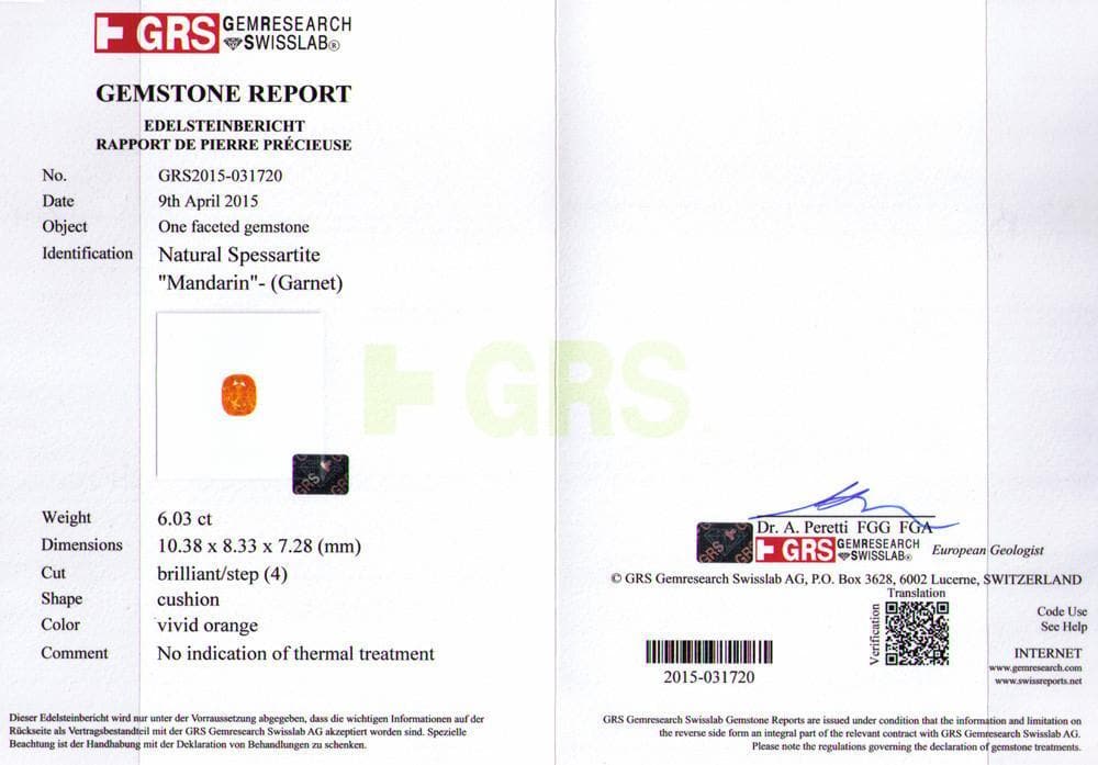 Certified Mandarin Garnet
