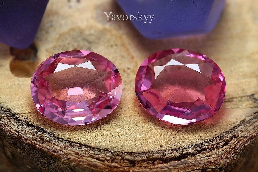 Image of oval pink spinel 2.61 cts matched pair