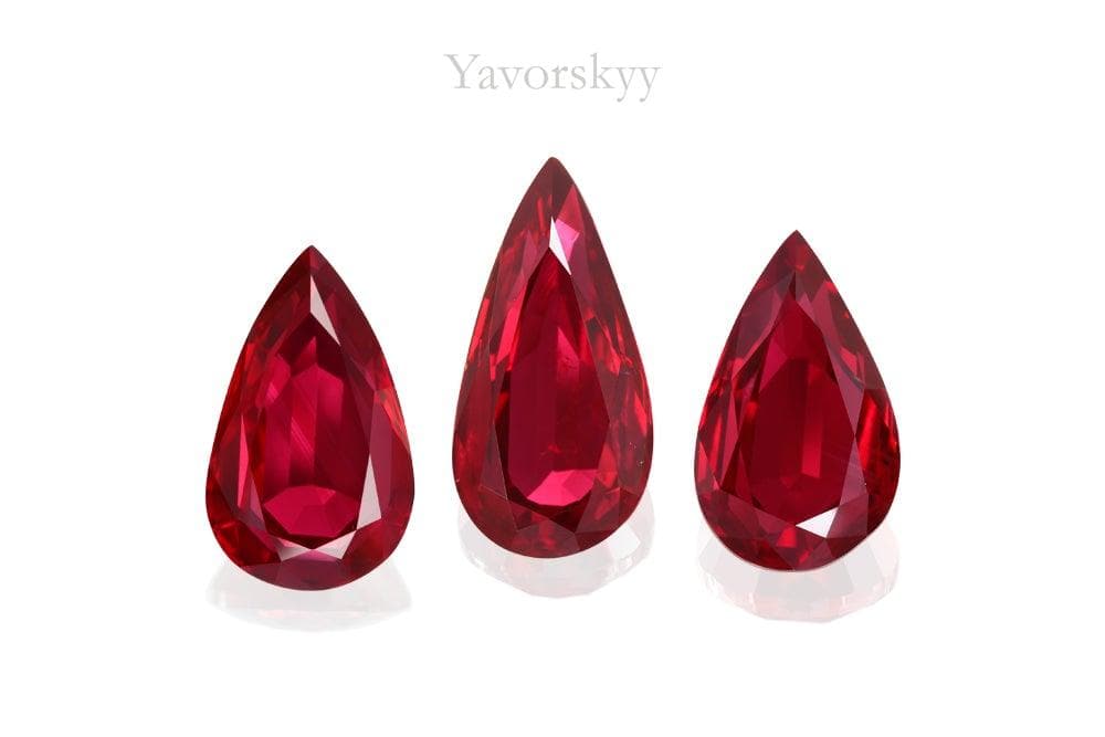 Pigeon's Blood Ruby No Heat 5.50 cts / 3 pcs - Yavorskyy