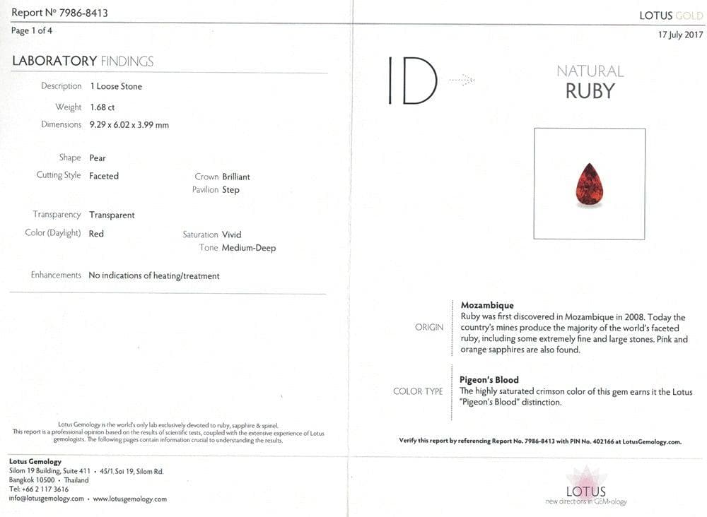 Pigeon's Blood Ruby Unheated 3.56 cts / 2 pcs - Yavorskyy