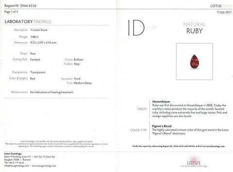 Pigeon's Blood Ruby Unheated 3.56 cts / 2 pcs - Yavorskyy
