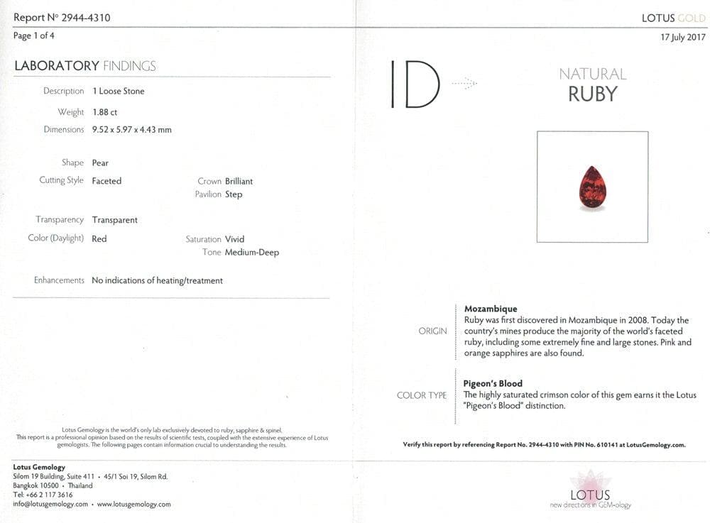 Pigeon's Blood Ruby Unheated 3.56 cts / 2 pcs - Yavorskyy