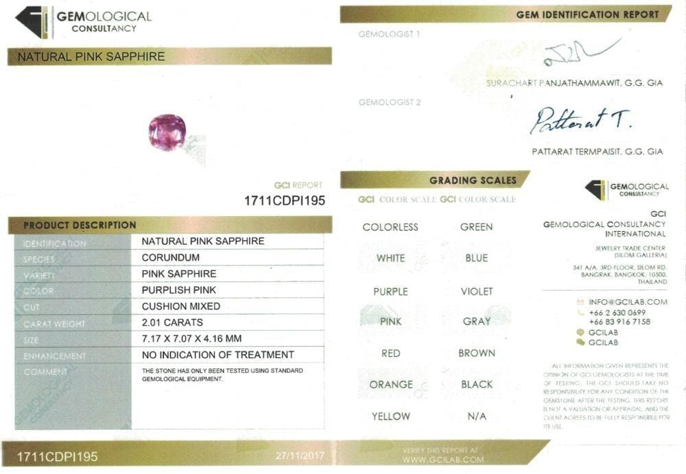 A image of pink color sapphire 2.01 cts cushion shape