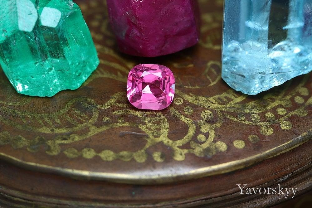 A photo of cushion shape pink spinel 0.99 carat