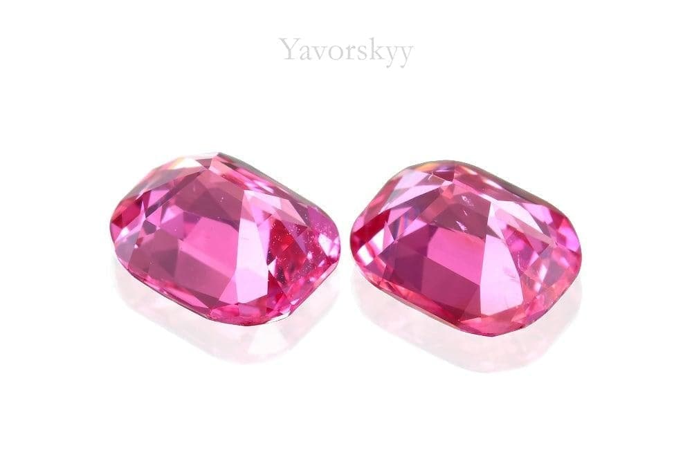 Matched pair red spinel cushion 1.58 cts back side photo