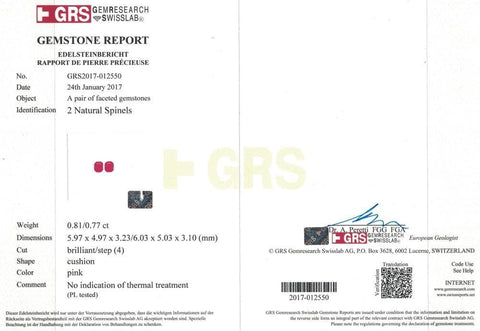 GRS certificate of 1.58 cts spinel