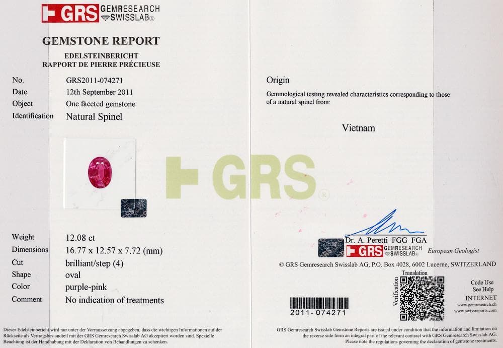 Vietnam Pink Spinel Certified