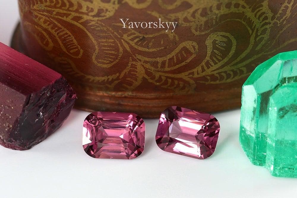 Match pair of pink spinel cushion 2.91 cts back side image