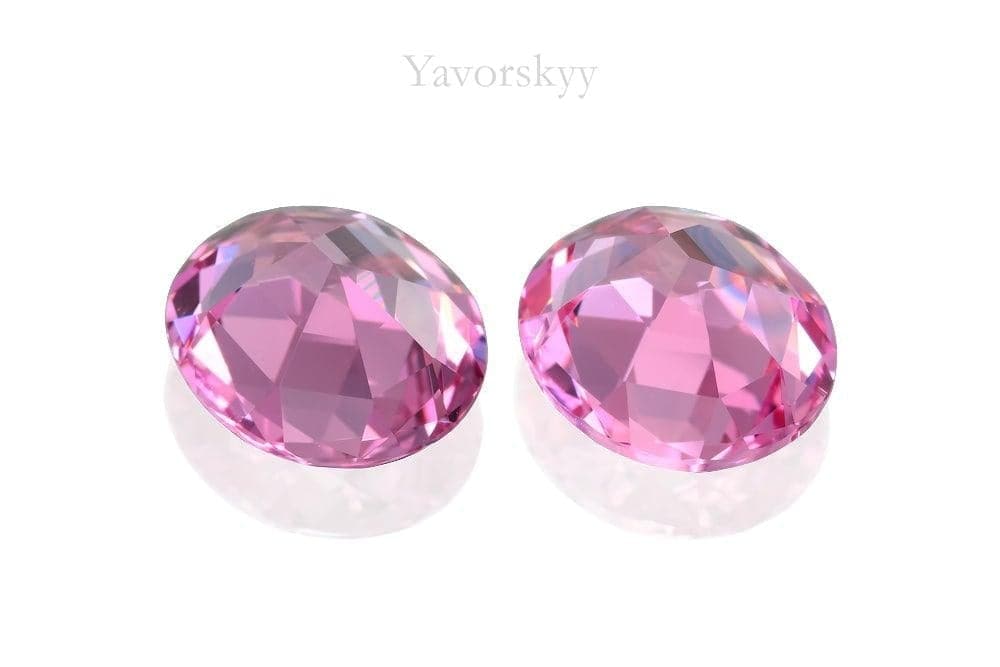 Back view image of oval pink spinel 3.32 cts pair
