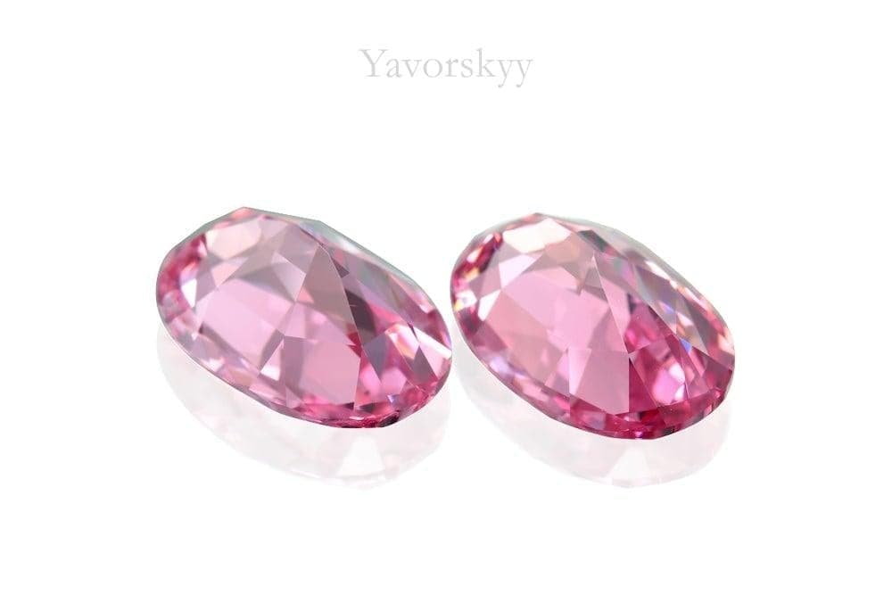 Photo of bottom view of pink spinel 4.49 cts matched pair