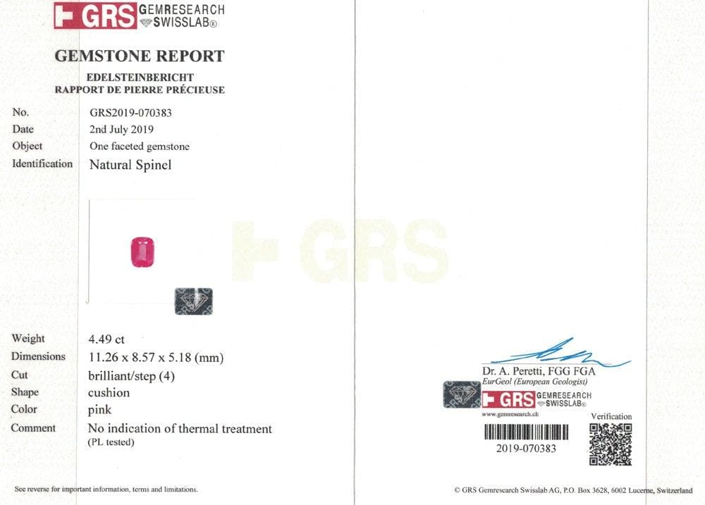 Pink Spinel 4.49 cts - Yavorskyy