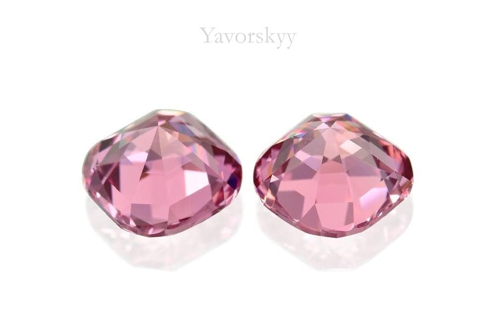 Back side photo of pink spinel pair 5.32 cts cushion