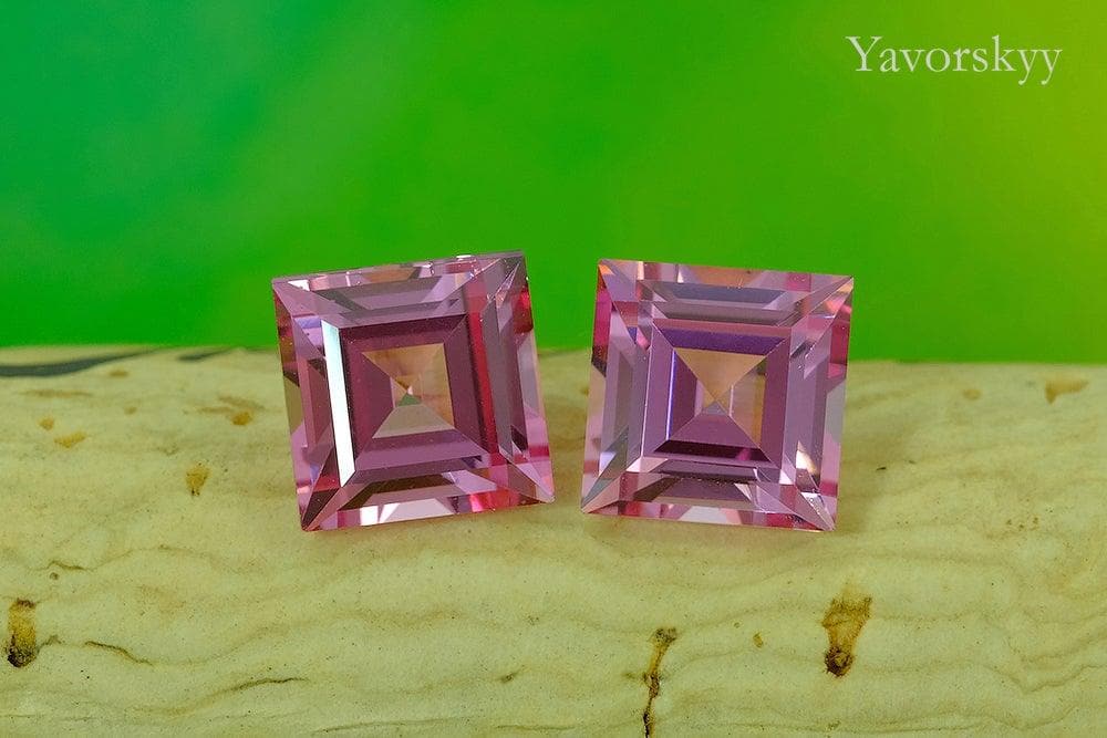 Image of front view of pink spinel 5.34 cts matched pair