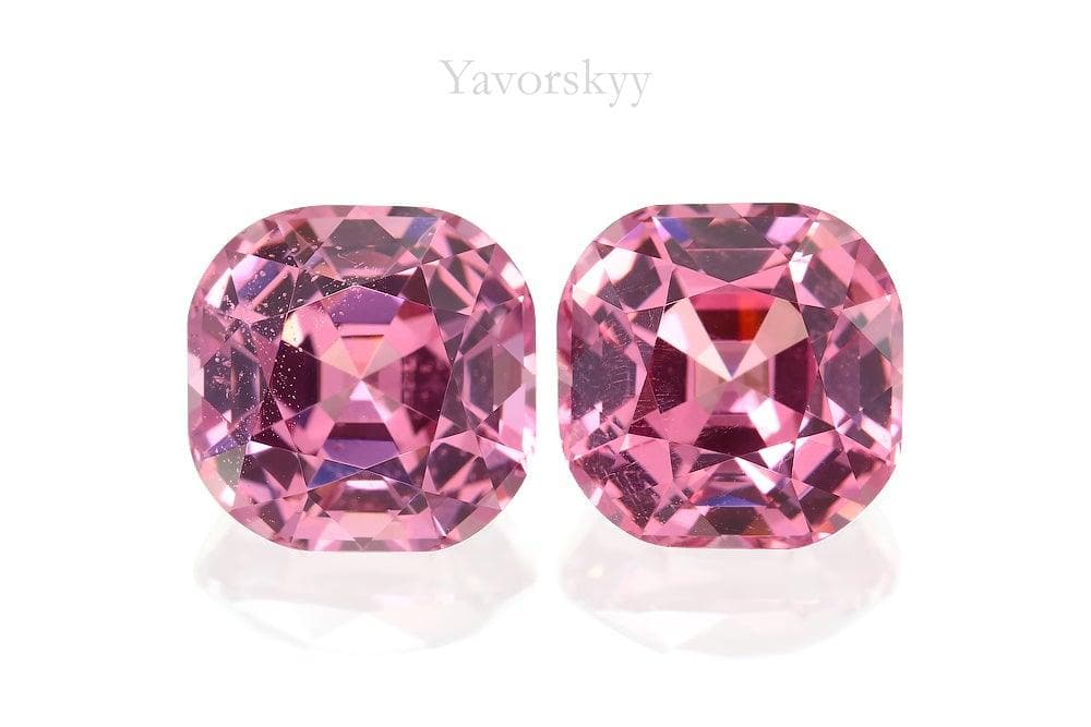A matched pair of pink spinel cushion 5.6 cts front view picture