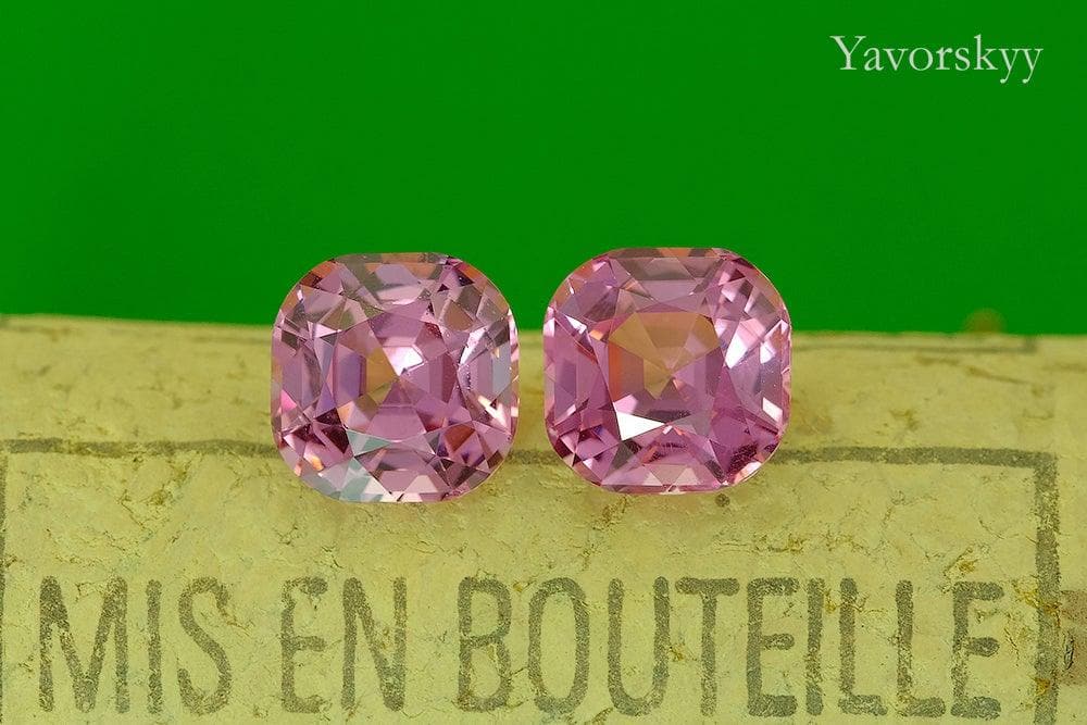 Pair of pink spinel cushion 5.6 carats front view picture