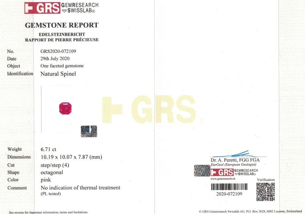 Pink Spinel 6.71 cts - Yavorskyy