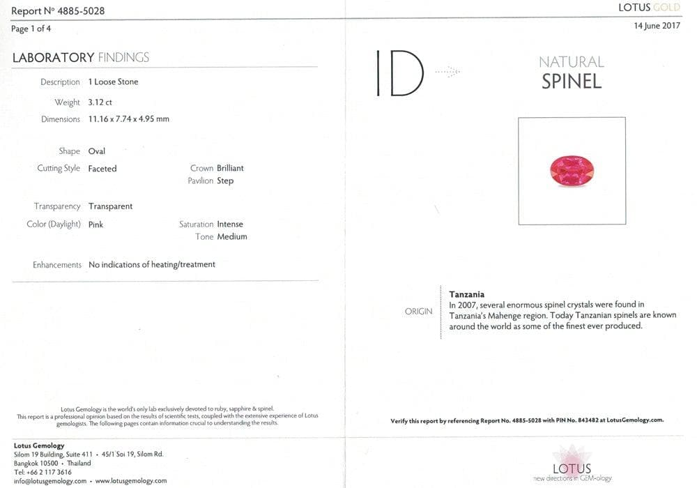 Pink Spinel Mahenge 3.12 cts - Yavorskyy
