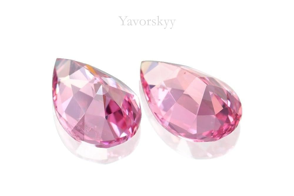 Back side picture of pear pink spinel 5.61 cts pair