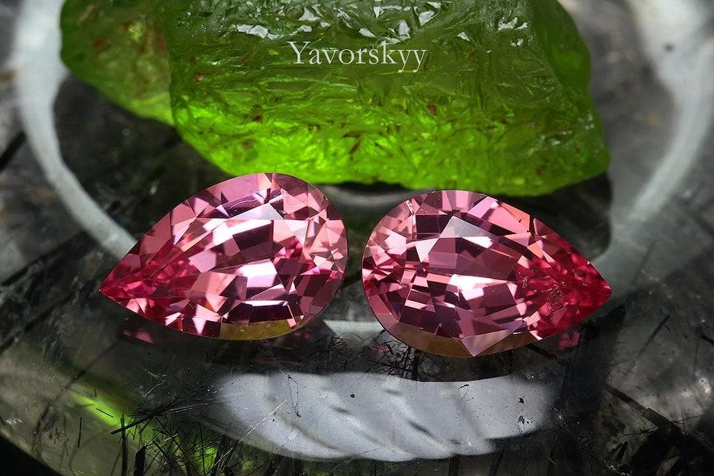 Top view image of pear pink spinel 5.61 cts pair