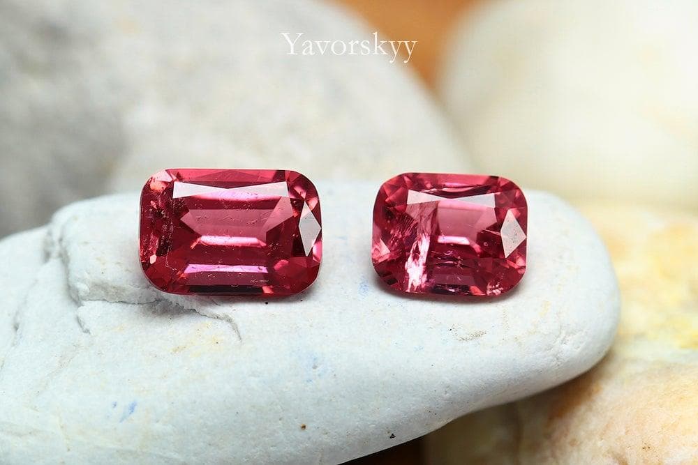 Top view photo of pink tourmaline 0.58 carat pair