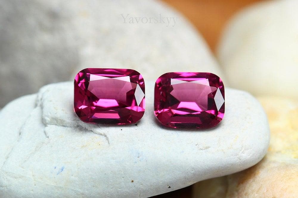 Top view photo of pink tourmaline 0.62 carat pair