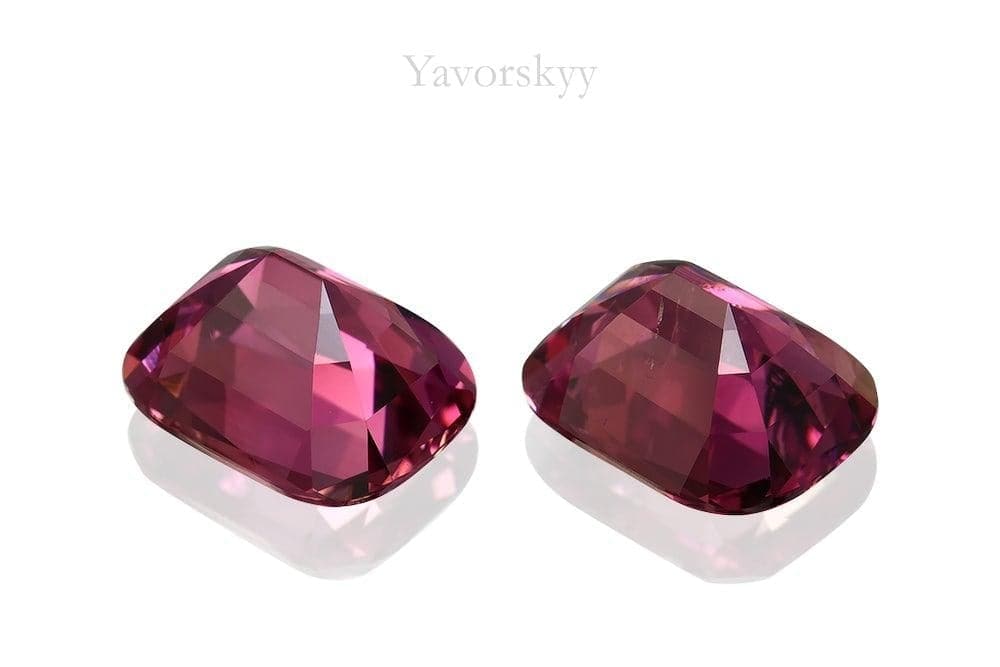 Matched pair pink tourmaline cushion 2.57 carats back side image