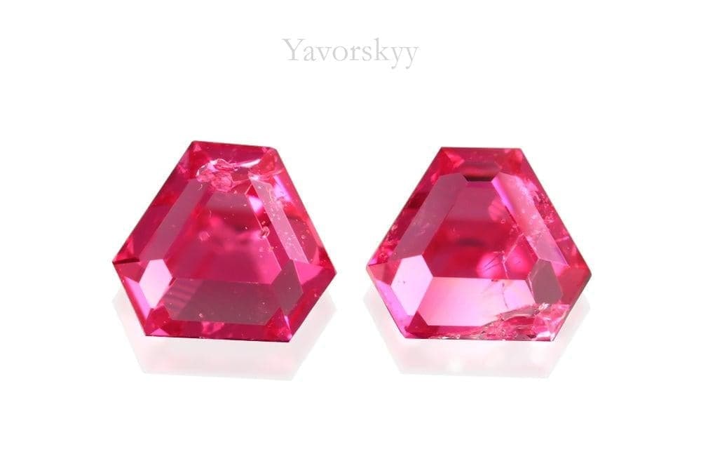 A matched pair of pinkish-red spinel  0.36 carat front view picture