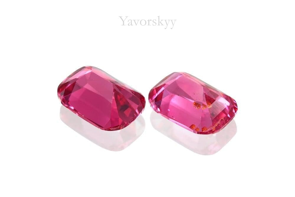 Matched pair red spinel cushion 0.71 carat back side picture