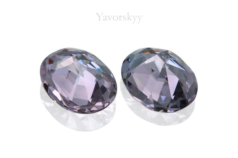 Bottom view photo of oval purple spinel 4.27 cts matched pair