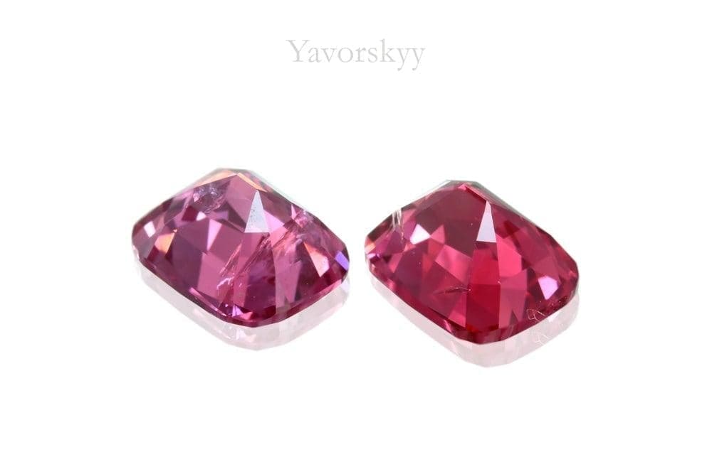 Back side photo of matched pair red spinel 1.04 ct