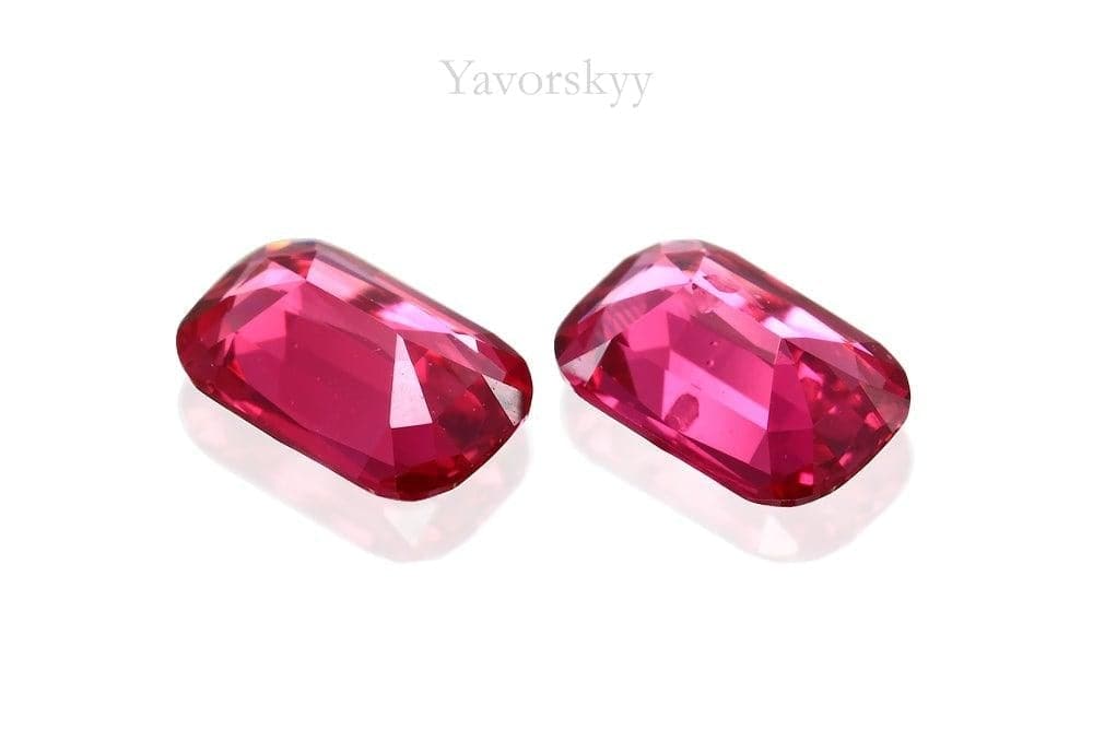 Bottom view photo of matched pair red spinel 0.40 carat