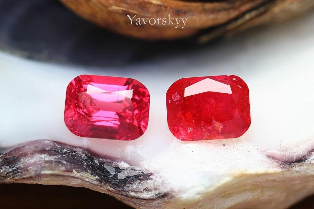 Natural red spinel gemstones