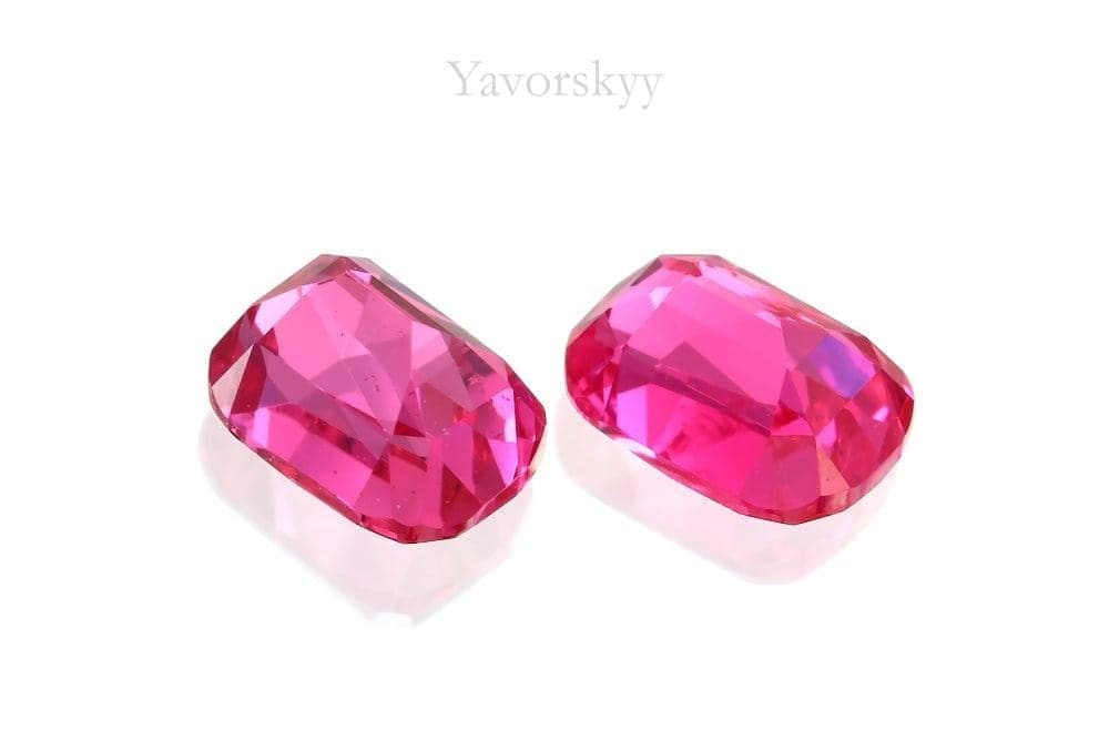 Image of bottom view of red spinel 1.21 cts matched pair