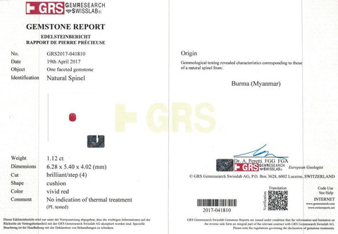 Red spinel Burma GRS