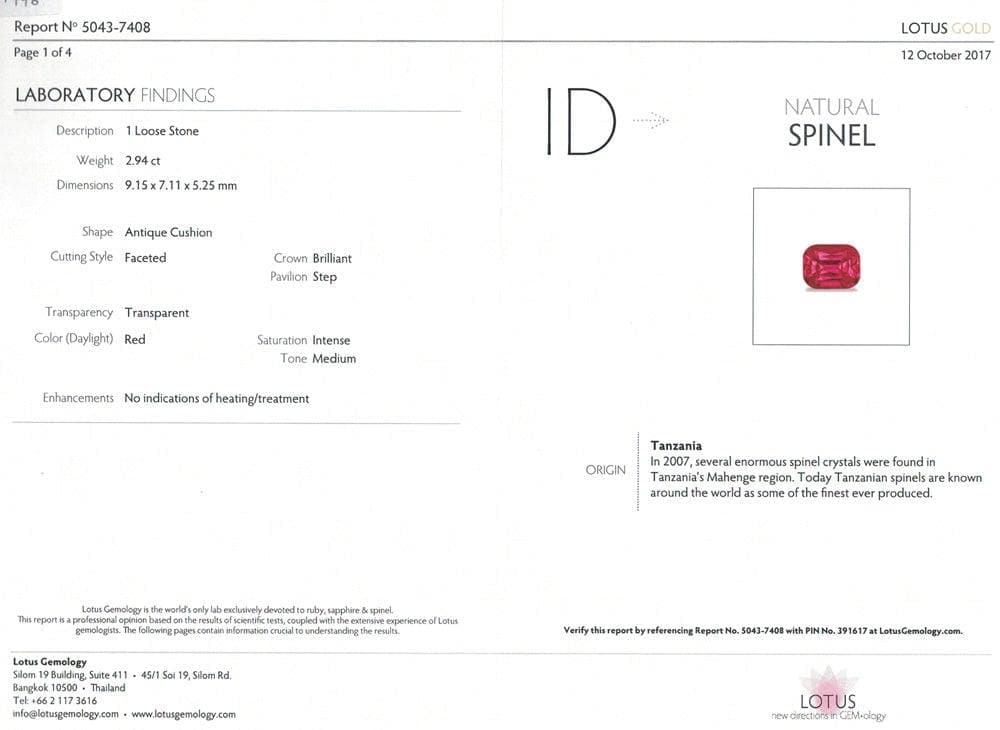 Red Spinel Mahenge 2.94 cts - Yavorskyy